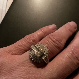 Faux diamond cluster cocktail ring